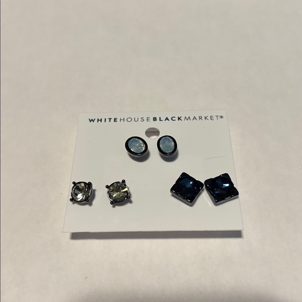 White House Black Market Blue and Gray Earring Trio